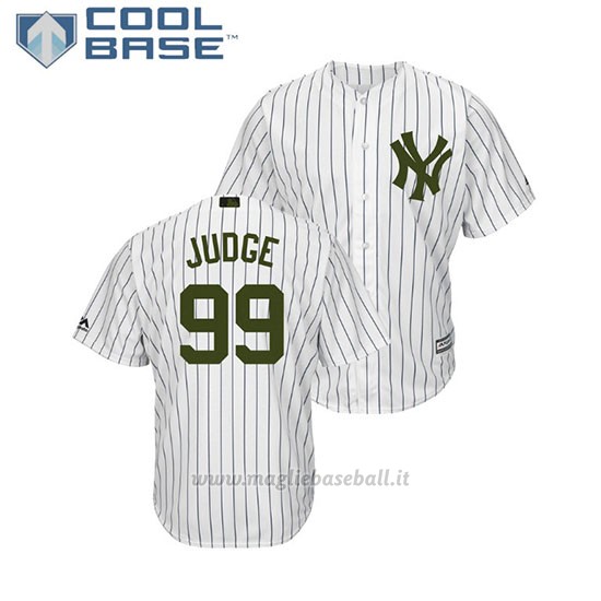 Maglia Baseball Uomo New York Yankees Aaron Judge 2018 Dia de los Caidos Cool Base Bianco